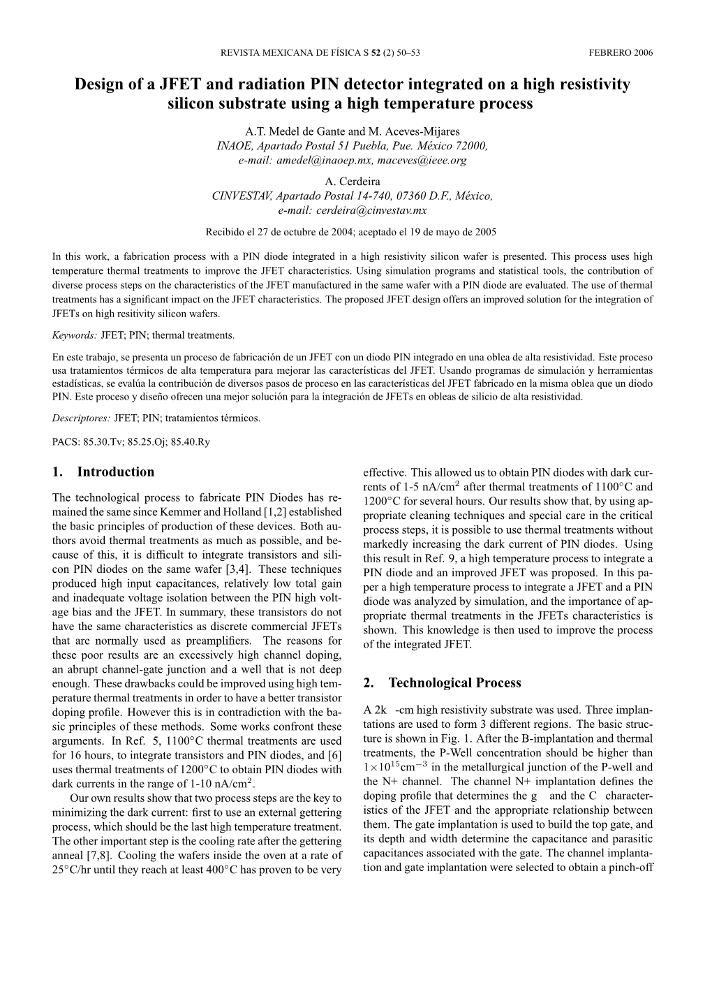 Design of a JFET and Radiation PIN Detector Integrated on a High Resistivity Silicon Substrate Using a High Temperature Process