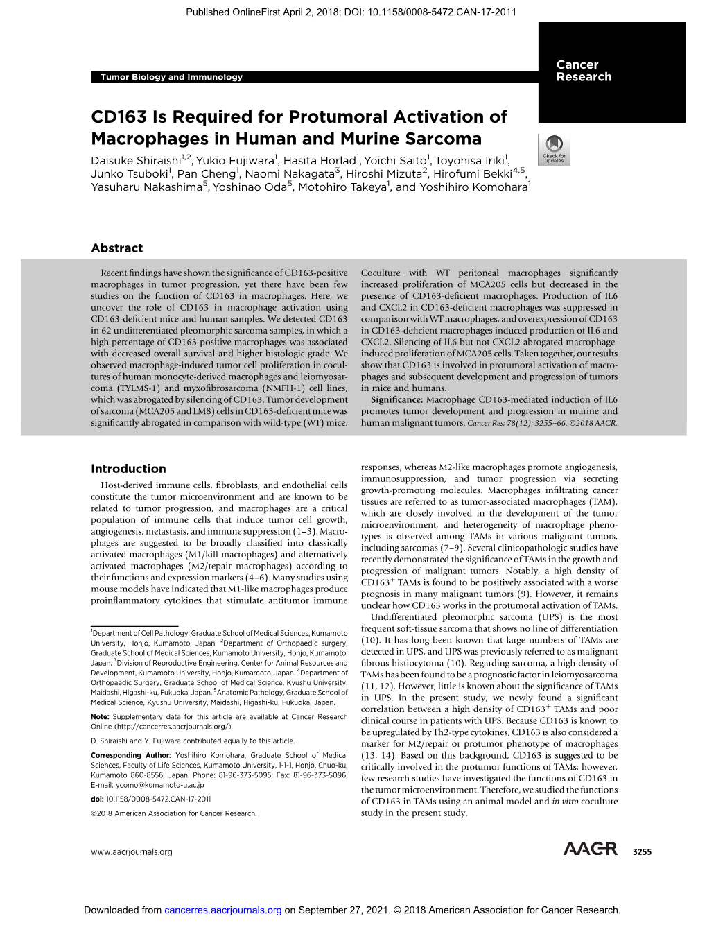 CD163 Is Required for Protumoral Activation of Macrophages In