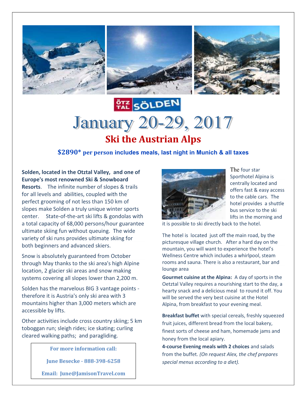 Ski the Austrian Alps $2890* Per Person Includes Meals, Last Night in Munich & All Taxes