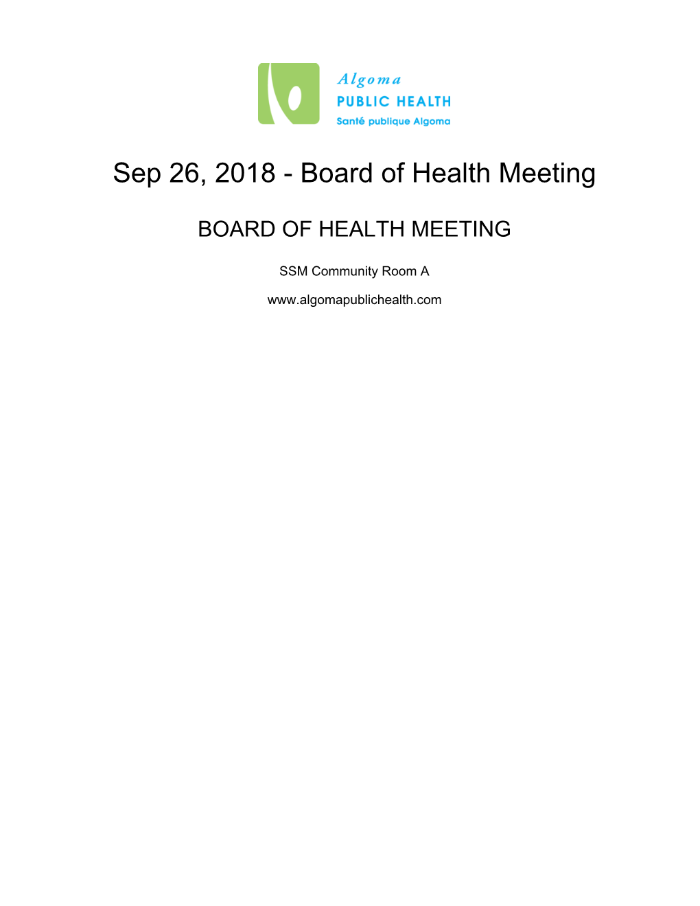 Sep 26, 2018 - Board of Health Meeting