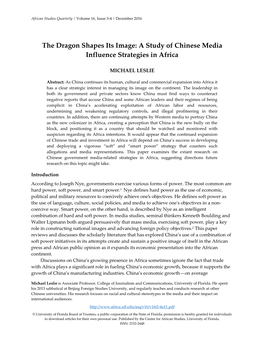 A Study of Chinese Media Influence Strategies in Africa