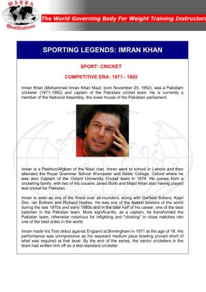 Sporting Legends: Imran Khan