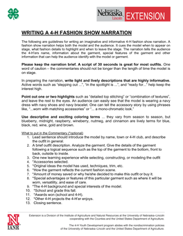 Writing a 4-H Fashion Show Narration