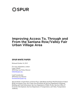 Improving Access To, Through and from the Santana Row/Valley Fair Urban Village Area