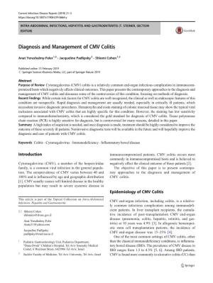 Diagnosis and Management of CMV Colitis