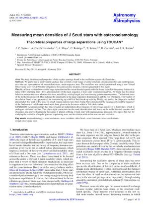 Measuring Mean Densities of Δ Scuti Stars with Asteroseismology Theoretical Properties of Large Separations Using TOUCAN
