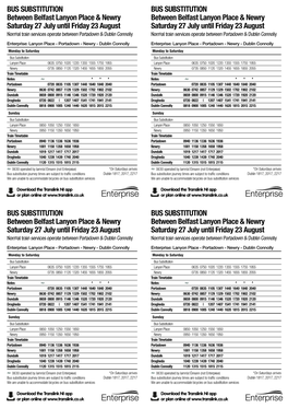 Enterprise Bus Substitution Timetable