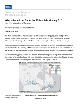 Where Are All the Canadian Millennials Moving To? Hint: It’S Not the City of Toronto