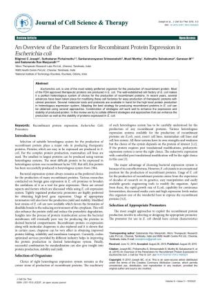 An Overview of the Parameters for Recombinant Protein Expression In