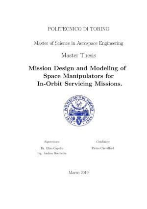 Master Thesis Mission Design and Modeling of Space Manipulators For