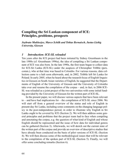 Compiling the Sri Lankan Component of ICE: Principles, Problems, Prospects