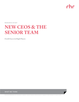New Ceos & the Senior Team