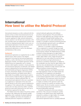 International How Best to Utilise the Madrid Protocol