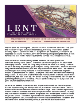 We Will Soon Be Entering the Lenten Season of Our Church Calendar