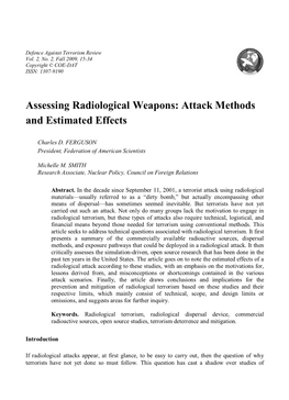 Assessing Radiological Weapons: Attack Methods and Estimated Effects