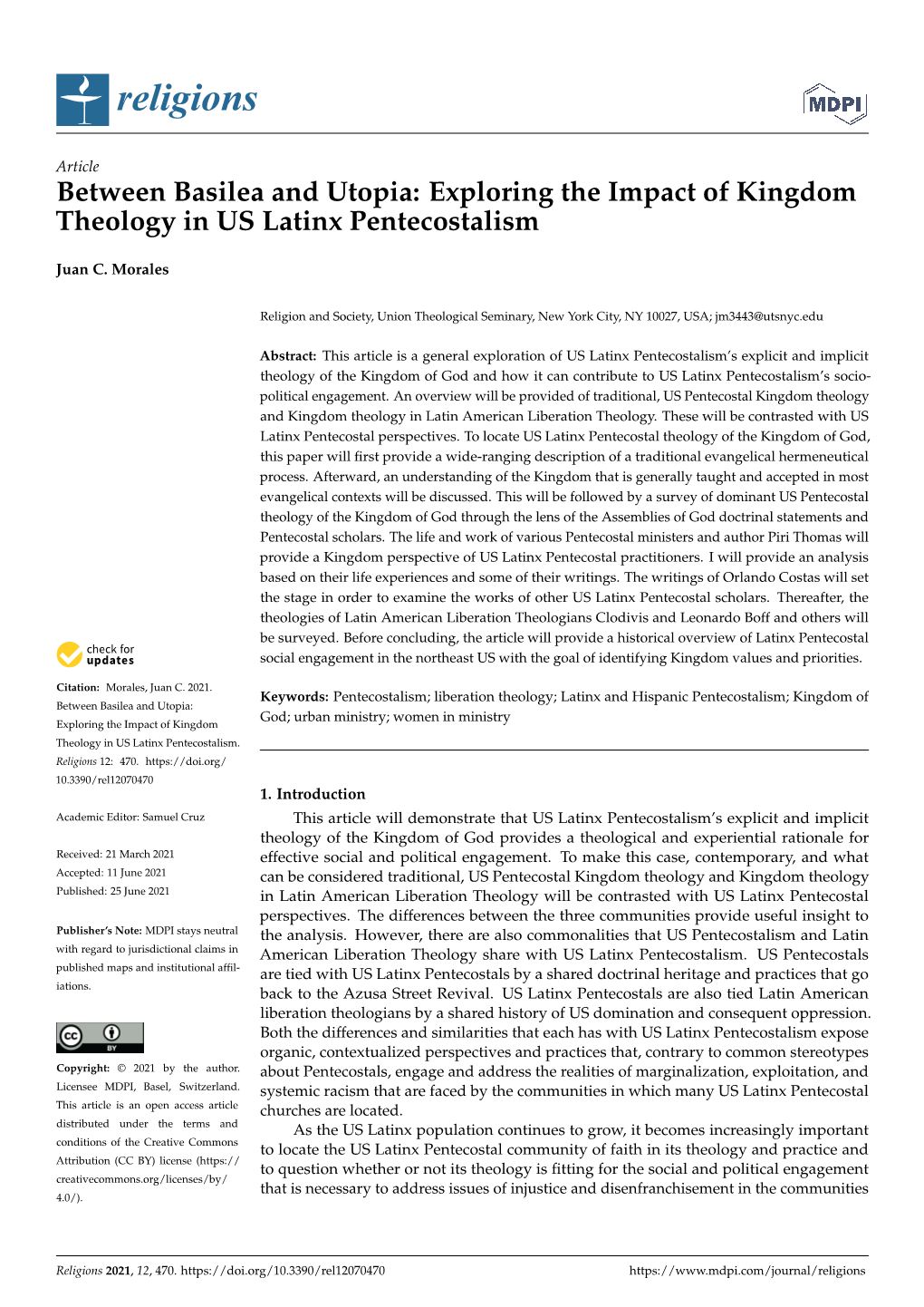 Exploring the Impact of Kingdom Theology in US Latinx Pentecostalism