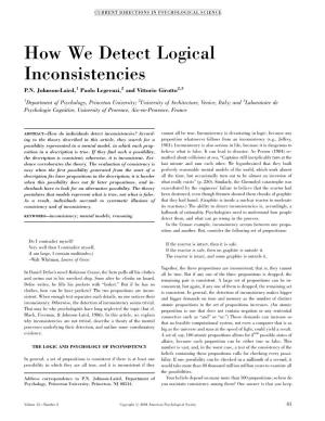 How We Detect Logical Inconsistencies P.N
