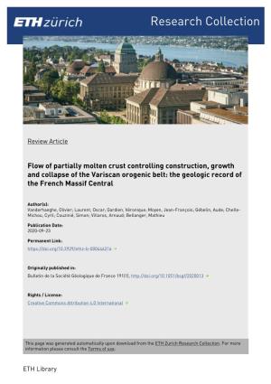 Flow of Partially Molten Crust Controlling Construction, Growth and Collapse of the Variscan Orogenic Belt: the Geologic Record of the French Massif Central