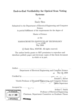 End-To-End Verifiability for Optical Scan Voting Systems by Emily Shen