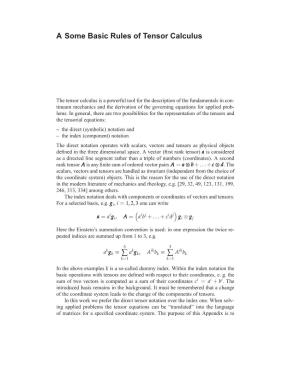 A Some Basic Rules of Tensor Calculus