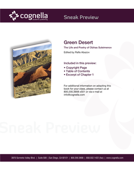 Green Desert the Life and Poetry of Olzhas Suleimenov Edited by Ra S Abazov