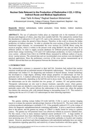 Nuclear Data Relevant to the Production of Radioiodine I-123, I