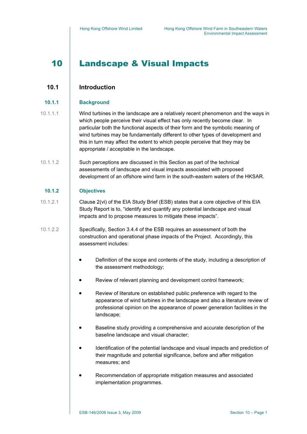 10 Landscape & Visual Impacts