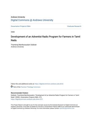 Development of an Adventist Radio Program for Farmers in Tamil Nadu