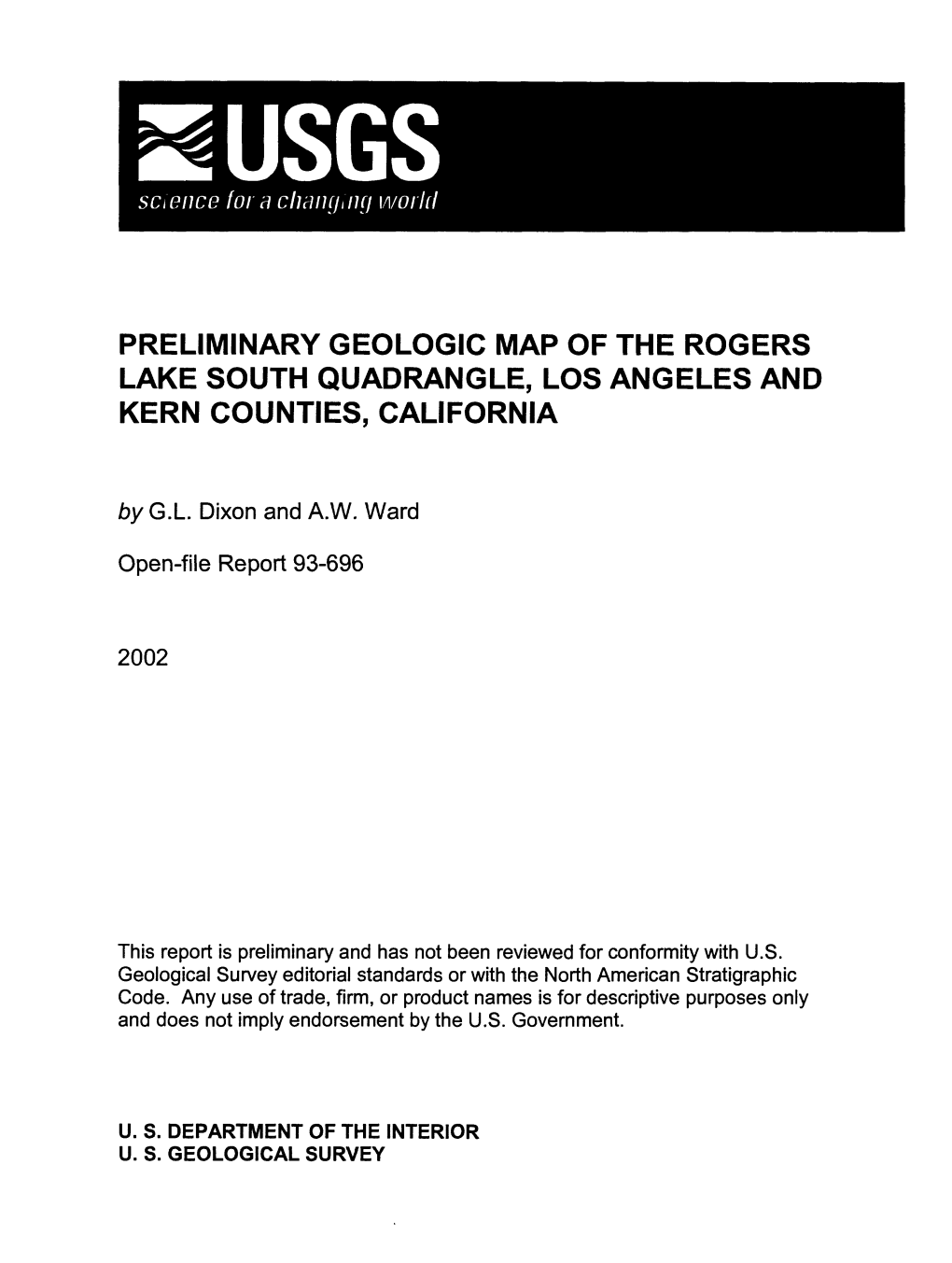 Preliminary Geologic Map of the Rogers Lake South Quadrangle, Los Angeles and Kern Counties, California