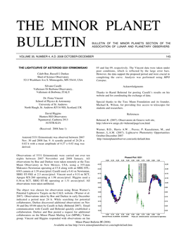 The Minor Planet Bulletin (Warner Et Al