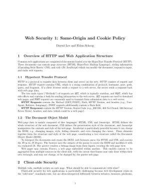 Web Security 1: Same-Origin and Cookie Policy