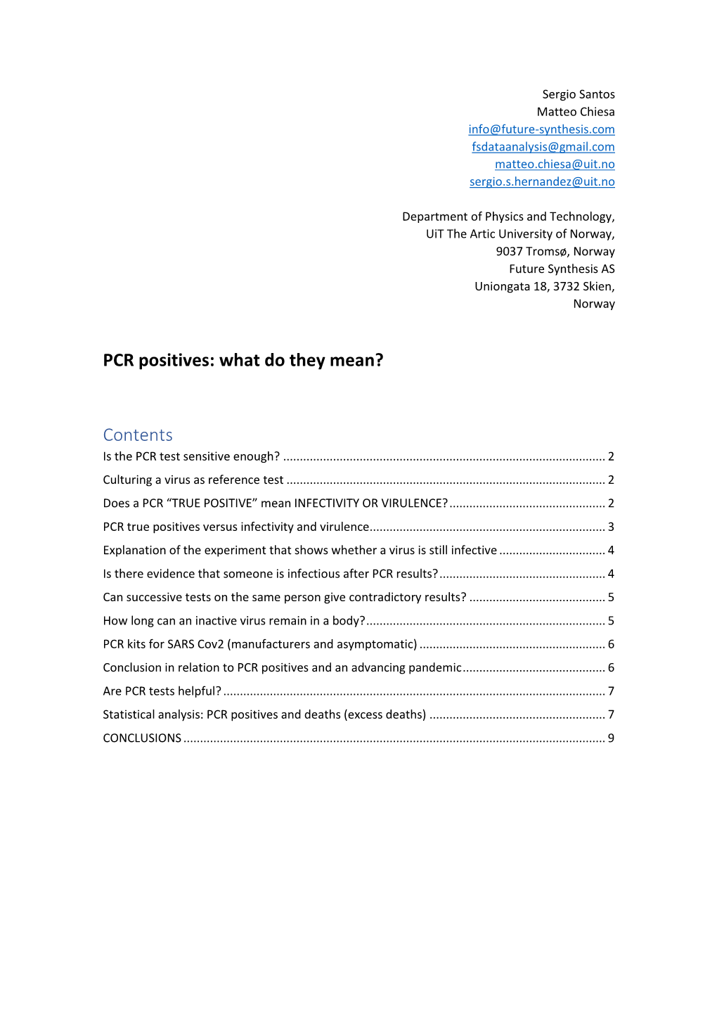 PCR Positives: What Do They Mean? Contents