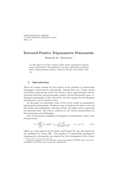 Extremal Positive Trigonometric Polynomials Dimitar K