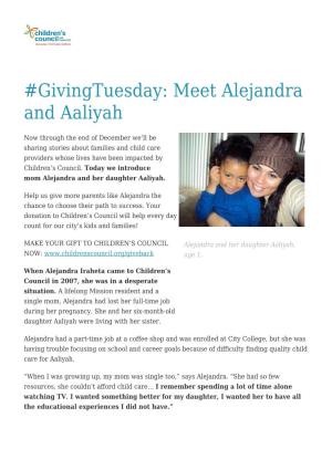 Givingtuesday: Meet Alejandra and Aaliyah