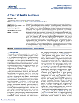 A Theory of Durable Dominance