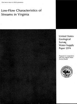 Low-Flow Characteristics of Streams in Virginia