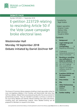 E-Petition 223729 Relating to Rescinding Article 50 If the Vote Leave Campaign Broke Electoral Laws 3