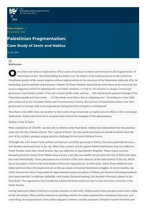 Palestinian Fragmentation: Case Study of Jenin and Nablus | The