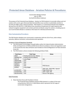 Protected Areas Database - Aviation Policies & Procedures