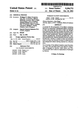 United States Patent (19) 11) Patent Number: 5,254,772 Dukat Et Al