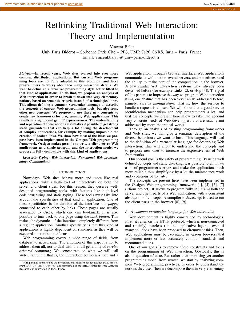 Theory and Implementation
