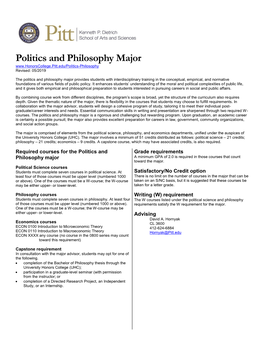Politics and Philosophy Major Revised: 05/2019