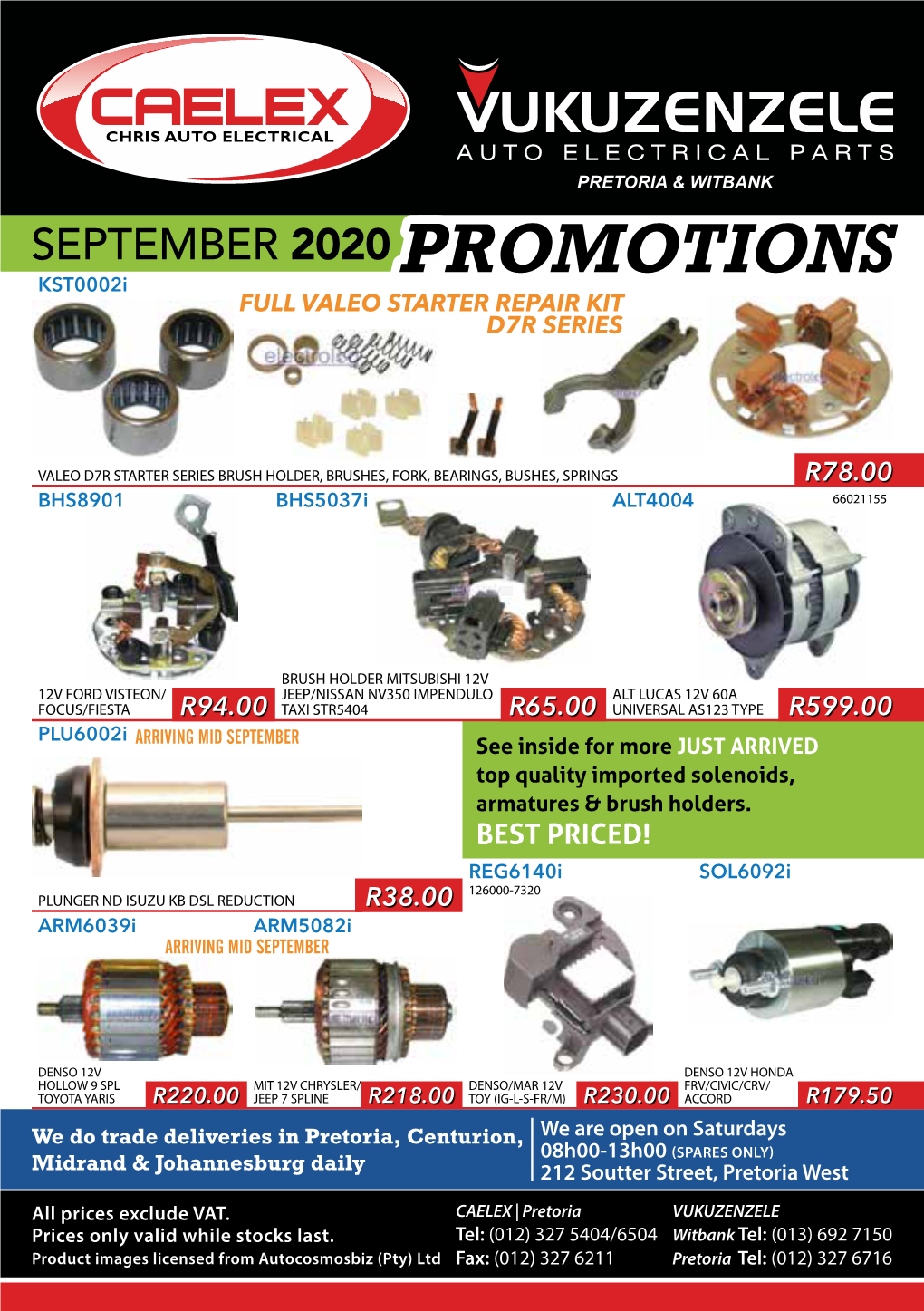 SEPTEMBER 2020 Kst0002i FULL VALEO STARTER REPAIR KIT D7R SERIES