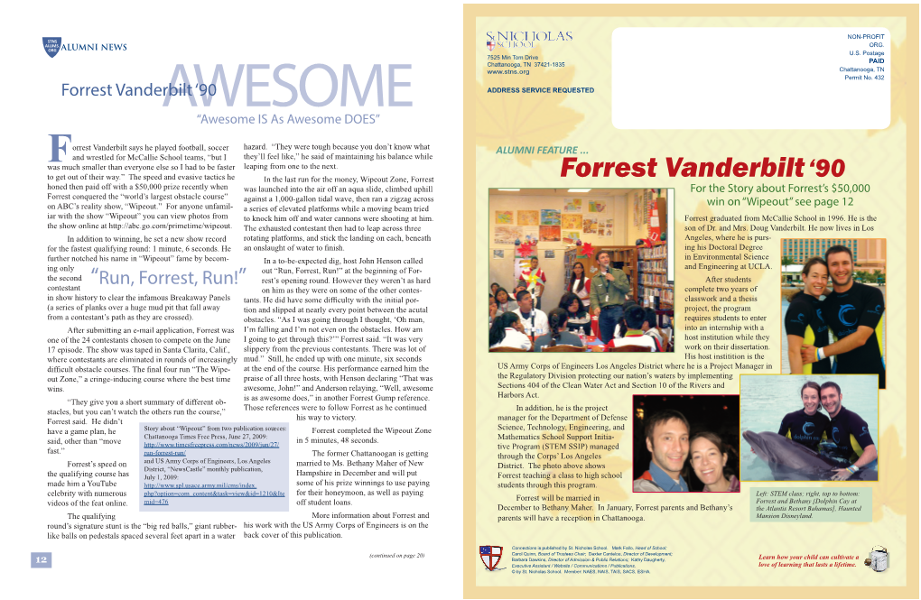 Forrest Vanderbiltawesome ‘90 ADDRESS SERVICE REQUESTED “Awesome IS As Awesome DOES”