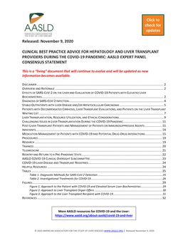 Clinical Best Practice Advice for Hepatology and Liver Transplant Providers During the Covid-19 Pandemic: Aasld Expert Panel Consensus Statement
