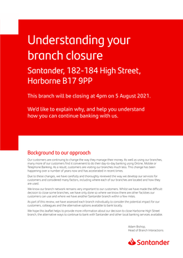 Harborne Branch Closure GENH2047IAJUL21H
