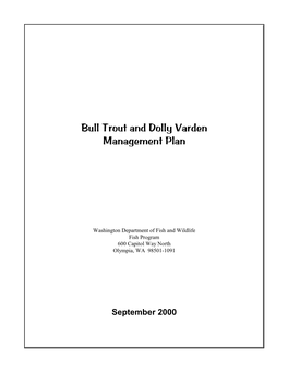WDFW Bull Trout and Dolly Varden Management Plan