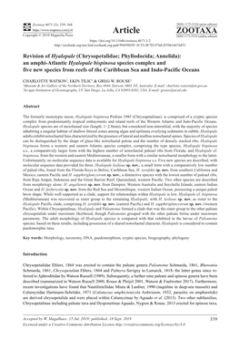 Revision of Hyalopale (Chrysopetalidae; Phyllodocida