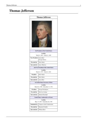 Thomas Jefferson 1 Thomas Jefferson