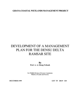 Development of a Management Plan for the Densu Delta Ramsar Site